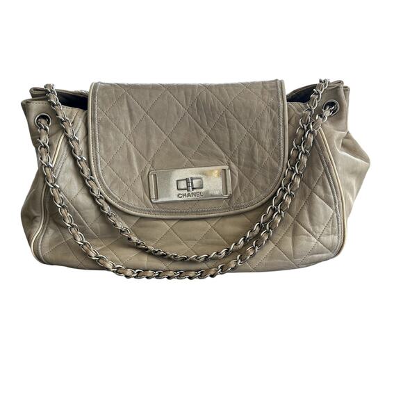 Authentic Chanel Quilted Calfskin Tote – Beige / Silver Hardware - Picture 8 of 16